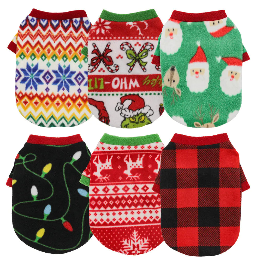 Warm Fleece Christmas Dog Jumpers
