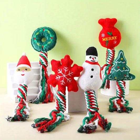 3pcs Cartoon Cotton Rope Pet Plush Christmas toys