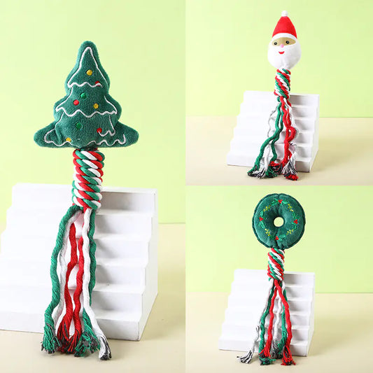 3pcs Cartoon Cotton Rope Pet Plush Christmas toys